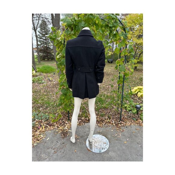 Vtg Esprit Belt Back Pea Coat Military Style Collared Sz 6 - Picture 9 of 16